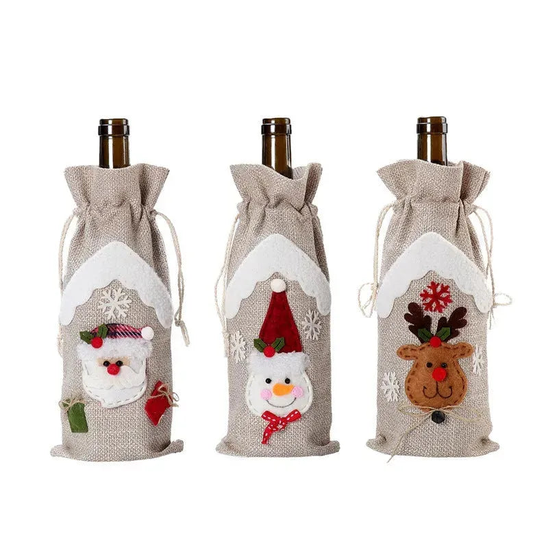 Christmas Decoration Supplies Linen Bottle Cover - Bellarte Enchanté Christmas Decoration Supplies Linen Bottle Cover